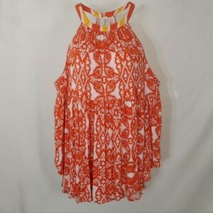Free People Tank Tunic Top Large NWT Boho Flowy Sleeveless Print OB944887
